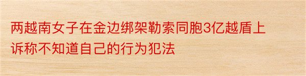 两越南女子在金边绑架勒索同胞3亿越盾上诉称不知道自己的行为犯法