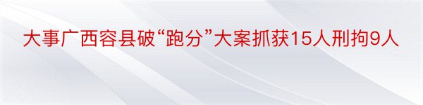 大事广西容县破“跑分”大案抓获15人刑拘9人