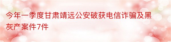 今年一季度甘肃靖远公安破获电信诈骗及黑灰产案件7件