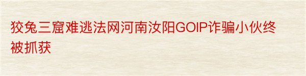 狡兔三窟难逃法网河南汝阳GOIP诈骗小伙终被抓获