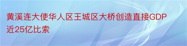 黄溪连大使华人区王城区大桥创造直接GDP近25亿比索