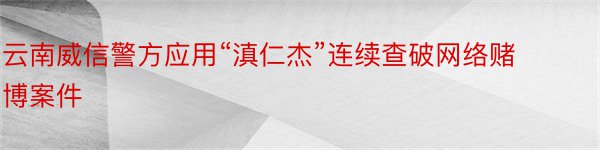 云南威信警方应用“滇仁杰”连续查破网络赌博案件