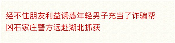 经不住朋友利益诱惑年轻男子充当了诈骗帮凶石家庄警方远赴湖北抓获