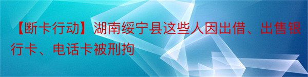 【断卡行动】湖南绥宁县这些人因出借、出售银行卡、电话卡被刑拘