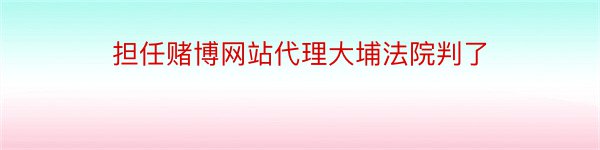 担任赌博网站代理大埔法院判了