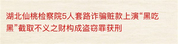 湖北仙桃检察院5人套路诈骗赃款上演“黑吃黑”截取不义之财构成盗窃罪获刑