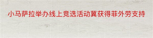 小马萨拉举办线上竞选活动冀获得菲外劳支持