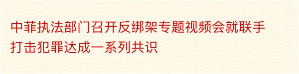 中菲执法部门召开反绑架专题视频会就联手打击犯罪达成一系列共识