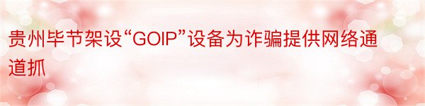 贵州毕节架设“GOIP”设备为诈骗提供网络通道抓