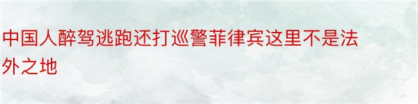 中国人醉驾逃跑还打巡警菲律宾这里不是法外之地