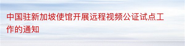 中国驻新加坡使馆开展远程视频公证试点工作的通知