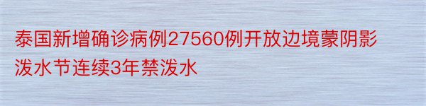 泰国新增确诊病例27560例开放边境蒙阴影泼水节连续3年禁泼水