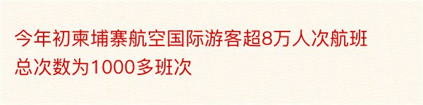 今年初柬埔寨航空国际游客超8万人次航班总次数为1000多班次