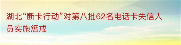 湖北“断卡行动”对第八批62名电话卡失信人员实施惩戒