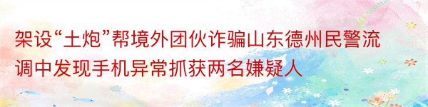 架设“土炮”帮境外团伙诈骗山东德州民警流调中发现手机异常抓获两名嫌疑人