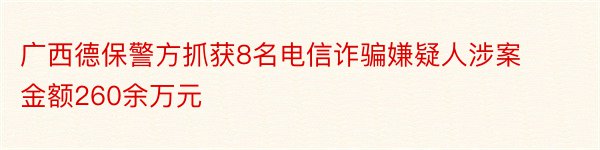 广西德保警方抓获8名电信诈骗嫌疑人涉案金额260余万元