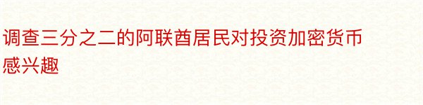 调查三分之二的阿联酋居民对投资加密货币感兴趣