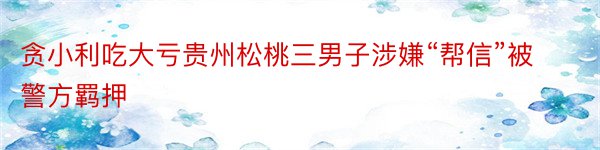 贪小利吃大亏贵州松桃三男子涉嫌“帮信”被警方羁押