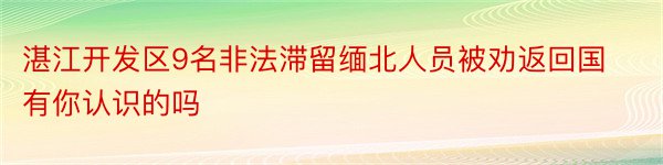 湛江开发区9名非法滞留缅北人员被劝返回国有你认识的吗