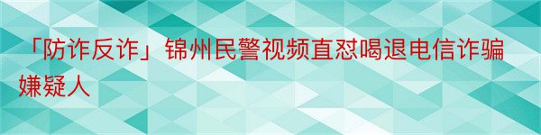 「防诈反诈」锦州民警视频直怼喝退电信诈骗嫌疑人