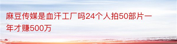 麻豆传媒是血汗工厂吗24个人拍50部片一年才赚500万