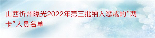 山西忻州曝光2022年第三批纳入惩戒的“两卡”人员名单