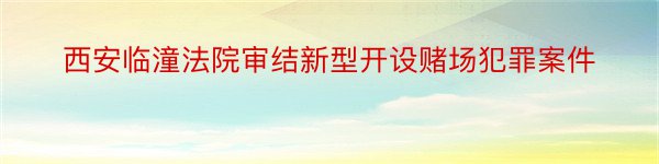 西安临潼法院审结新型开设赌场犯罪案件