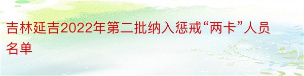 吉林延吉2022年第二批纳入惩戒“两卡”人员名单