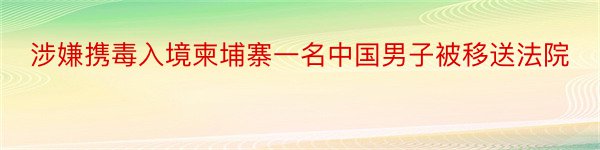 涉嫌携毒入境柬埔寨一名中国男子被移送法院