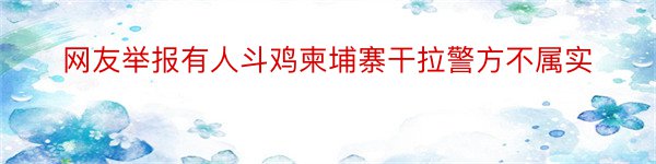 网友举报有人斗鸡柬埔寨干拉警方不属实