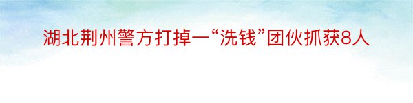 湖北荆州警方打掉一“洗钱”团伙抓获8人