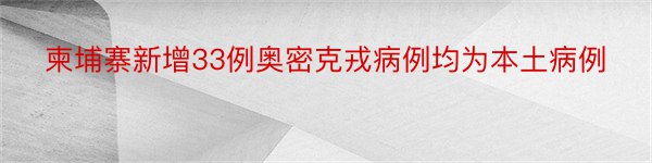 柬埔寨新增33例奥密克戎病例均为本土病例