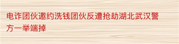 电诈团伙邀约洗钱团伙反遭抢劫湖北武汉警方一举端掉