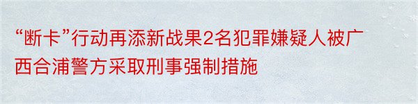 “断卡”行动再添新战果2名犯罪嫌疑人被广西合浦警方采取刑事强制措施