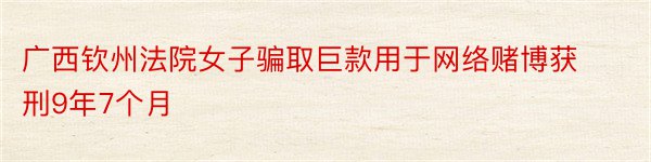 广西钦州法院女子骗取巨款用于网络赌博获刑9年7个月