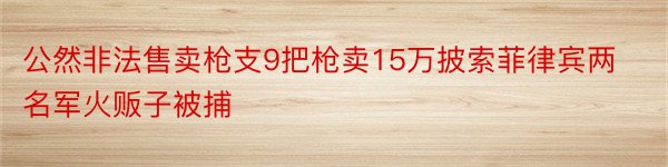 公然非法售卖枪支9把枪卖15万披索菲律宾两名军火贩子被捕​