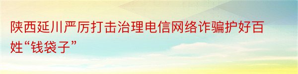 陕西延川严厉打击治理电信网络诈骗护好百姓“钱袋子”