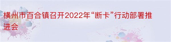 横州市百合镇召开2022年“断卡”行动部署推进会