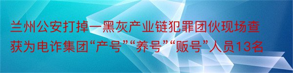 兰州公安打掉一黑灰产业链犯罪团伙现场查获为电诈集团“产号”“养号”“贩号”人员13名