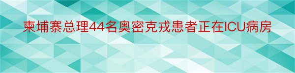 柬埔寨总理44名奥密克戎患者正在ICU病房