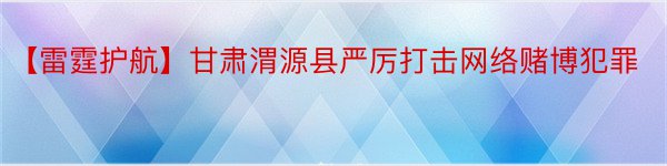 【雷霆护航】甘肃渭源县严厉打击网络赌博犯罪