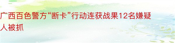 广西百色警方“断卡”行动连获战果12名嫌疑人被抓