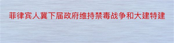 菲律宾人冀下届政府维持禁毒战争和大建特建