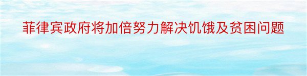 菲律宾政府将加倍努力解决饥饿及贫困问题