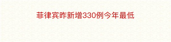 菲律宾昨新增330例今年最低