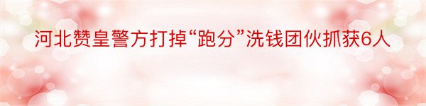 河北赞皇警方打掉“跑分”洗钱团伙抓获6人