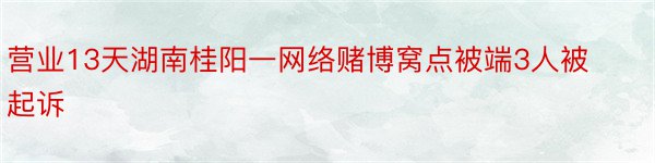 营业13天湖南桂阳一网络赌博窝点被端3人被起诉