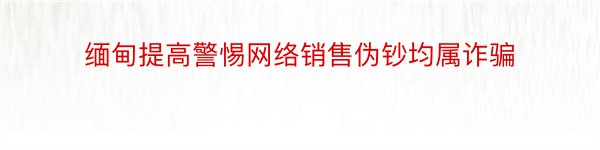 缅甸提高警惕网络销售伪钞均属诈骗