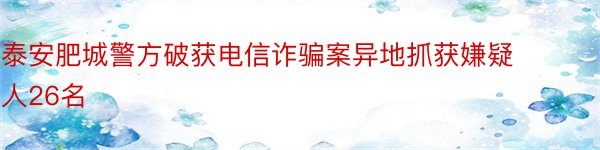 泰安肥城警方破获电信诈骗案异地抓获嫌疑人26名