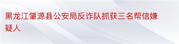 黑龙江肇源县公安局反诈队抓获三名帮信嫌疑人